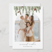 Winter Pine Arch Foto Vakantie Kaart (Voorkant)