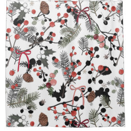 Winter Pine & Berry Badkamergordijn Douchegordijn