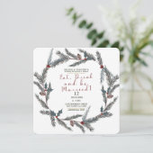 Winter Pine Berry Eet Drink Trouwen Kaart (Staand voorkant)