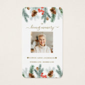 Winter Pine Berry Kegelrand Foto Begrafenisgebed Visitekaartje (Voorkant)