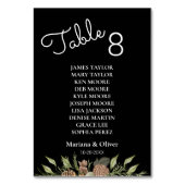 Winter Pine Black Table Number Kaart met namen (Achterkant)