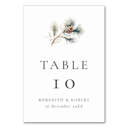 Winter Pine Branch & Cone Wedding Kaart (Achterkant)