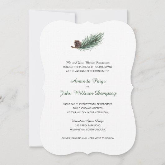 Winter Pine Branch en Pinecone | Weddenschap Kaart (Voorkant)