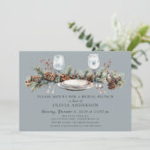 Winter Pine Bridal Brunch Invitation Kaart (Staand voorkant)