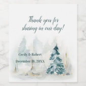 Winter Pine Bruiloft Wijn Etiket (Enkel label)