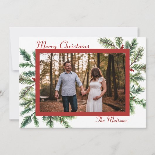 Winter Pine Christmas Kaart (Voorkant)