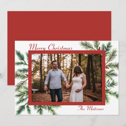 Winter Pine Christmas Kaart (Voorkant / Achterkant)