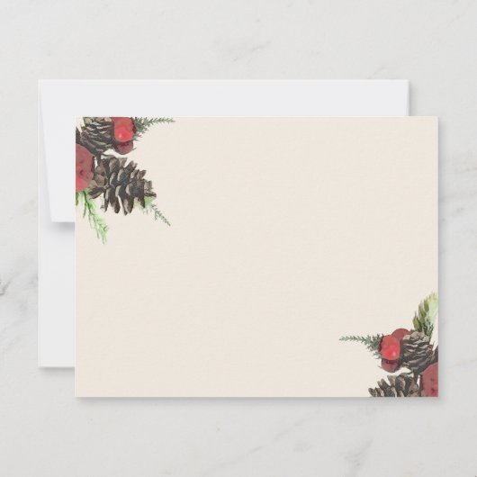 Winter Pine Cone and Berry Funeral Thank You Cards Kaart (Achterkant)
