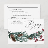 Winter Pine Cone & Berries Greenery met Mal RSVP (Voorkant / Achterkant)