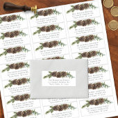 Winter Pine Cone Bruiloft Gast Adresetiketten Sticker