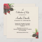 Winter Pine Cone Celebration of Life Card Save The Date (Voorkant / Achterkant)