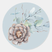 Winter Pine Cone en Foliage Waterverf Wedding Ronde Sticker (Voorkant)