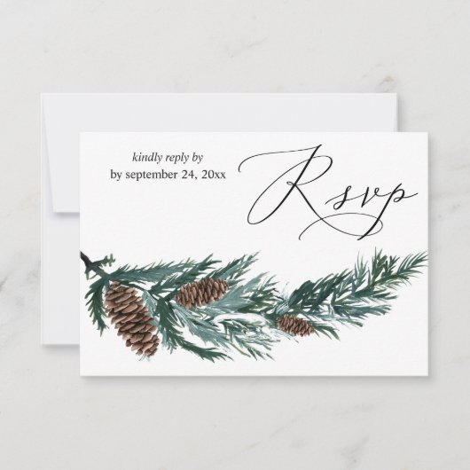 Winter Pine Cone & Greenery met Mal RSVP (Voorkant)