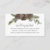 Winter Pine Cone Greenery Wedding Website Informatiekaartje (Voorkant)