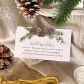 Winter Pine Cone Greenery Wedding Website Informatiekaartje