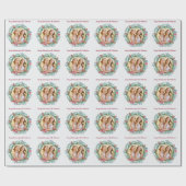 Winter Pine Cone Krans Aangepaste Bericht en Foto Cadeaupapier (Vlak)