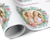 Winter Pine Cone Krans Aangepaste Bericht en Foto Cadeaupapier (Rol Hoek)