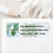 Winter Pine Cone Waterverf Vakantie Adres Etiket (Insitu)