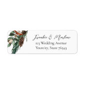 Winter Pine Cone Weddenschap Return Label (Voorkant)
