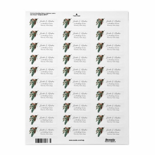 Winter Pine Cone Weddenschap Return Label (Full Sheet)