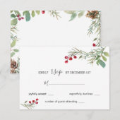Winter Pine Cones Berry Wedding RSVP (Voorkant / Achterkant)