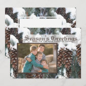 Winter Pine Cones Foto Platte Kaart (Voorkant / Achterkant)