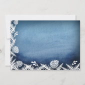 Winter Pine Cones Holiday Blue Wedding Invitations Kaart (Achterkant)