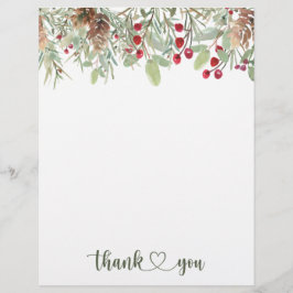 Winter Pine Cones Holiday Dank u  Briefhoofd