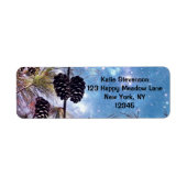 Winter Pine Cones onder een sterrenhemel Etiket (Voorkant)