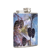 Winter Pine Cones onder een sterrenhemel Heupfles (Rechts)