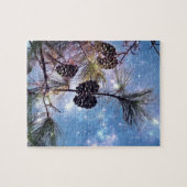 Winter Pine Cones onder een sterrenhemel Legpuzzel (Horizontaal)