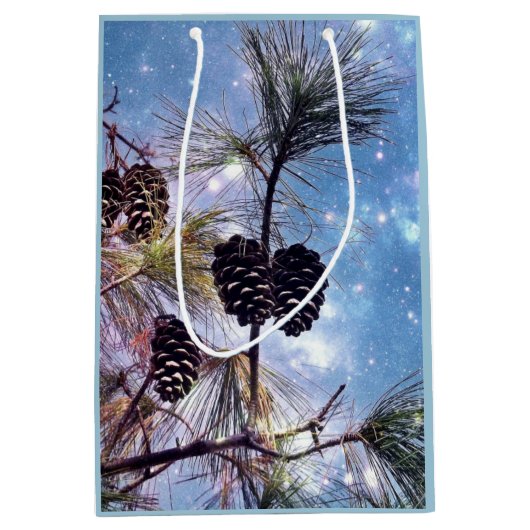 Winter Pine Cones onder een sterrenhemel Medium Cadeauzakje (Voorkant)