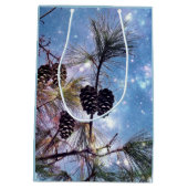 Winter Pine Cones onder een sterrenhemel Medium Cadeauzakje (Achterkant)