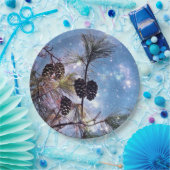 Winter Pine Cones onder een sterrenhemel Papieren Bordje (Feest)