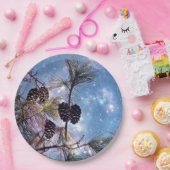 Winter Pine Cones onder een sterrenhemel Papieren Bordje (Feest)