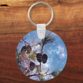 Winter Pine Cones onder een sterrenhemel Sleutelhanger (Voorkant)