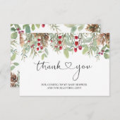 Winter Pine Cones Red Berry Baby shower Dank u Bedankkaart (Voorkant / Achterkant)