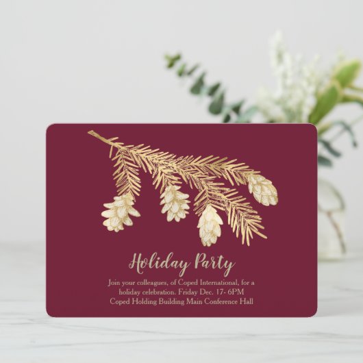 Winter Pine Corporate Holiday Party Kaart (Staand voorkant)