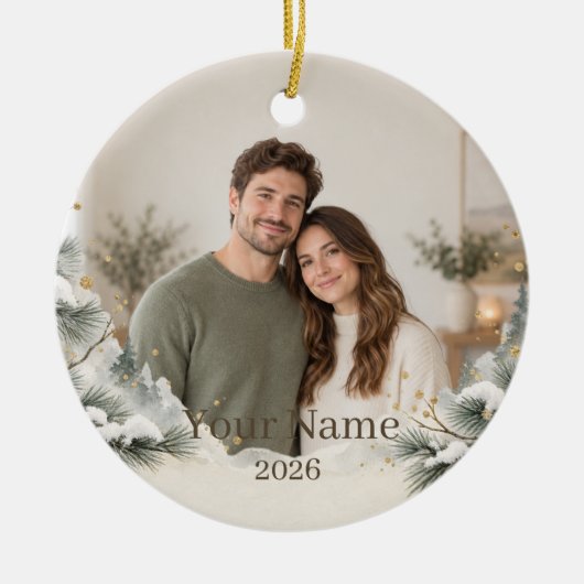 Winter Pine Custom Photo Ornament (Voorkant)