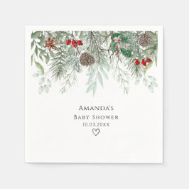Winter Pine Evergreen Baby shower Servet