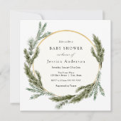 Winter Pine Evergreen Baby shower Uitnodiging (Voorkant)