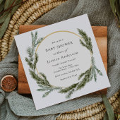 Winter Pine Evergreen Baby shower Uitnodiging