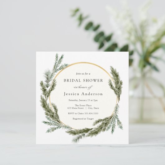 Winter Pine Evergreen Bridal Shower Kaart