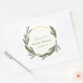 Winter Pine Evergreen Bruiloftsborrel  Vierkante Sticker (Envelop)