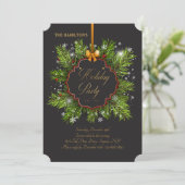 Winter Pine Feestelijke Uitnodiging (Staand voorkant)