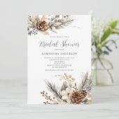 Winter Pine Floral Christmas Vrijgezellenfeest Kaart (Staand voorkant)