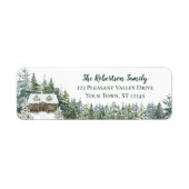Winter Pine Forest Cabin Christmas Retouradres Etiket (Voorkant)