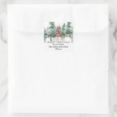 Winter Pine Forest Kerst sticker (Tas)