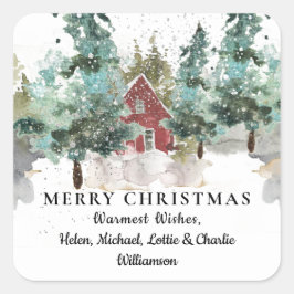 Winter Pine Forest Kerst sticker
