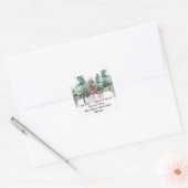 Winter Pine Forest Kerst sticker (Envelop)